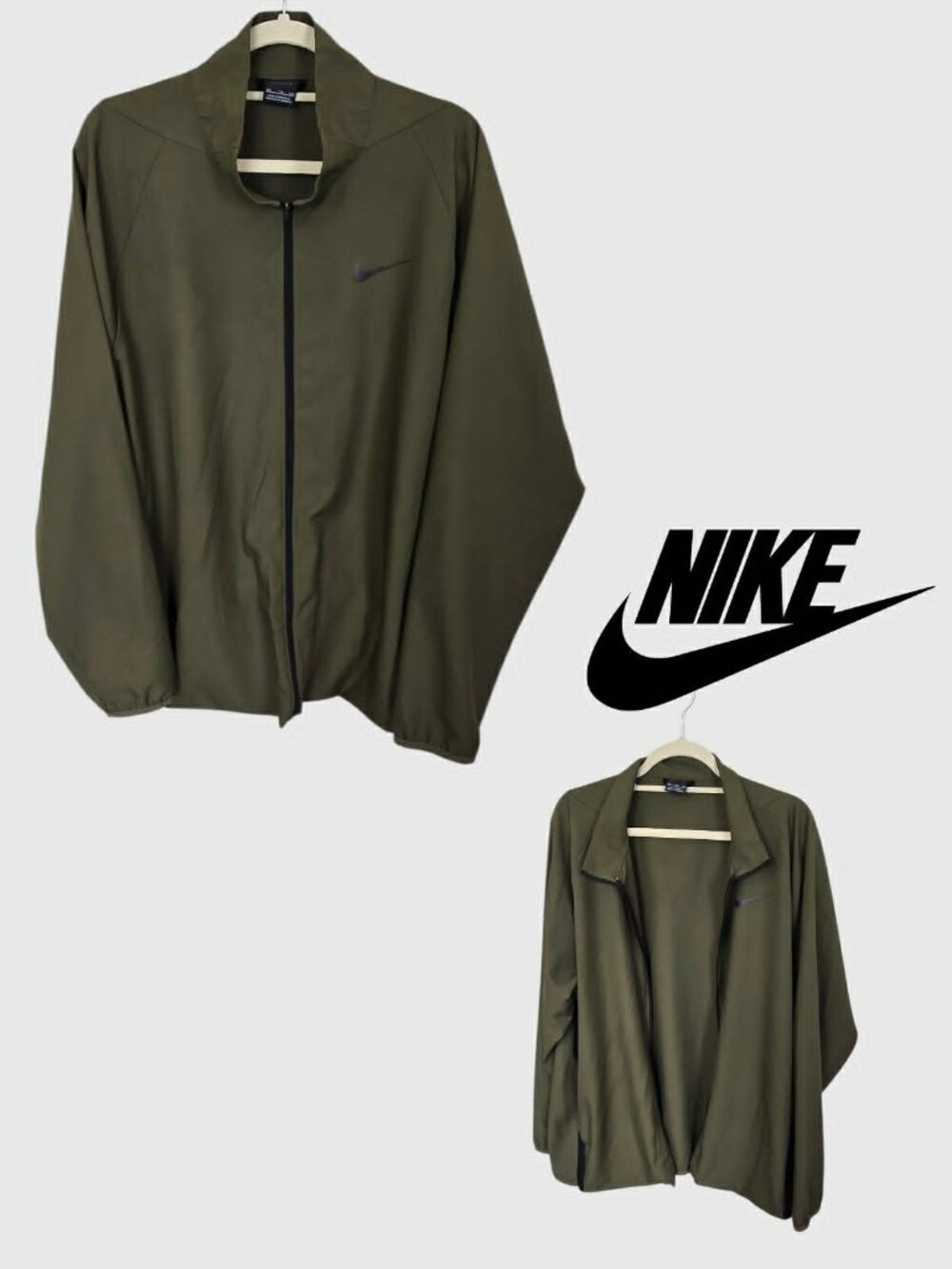 Nike  Green Longsleeve Windbreaker Resembels Activewear Dri Fit Jacket Mens XXL